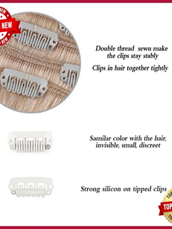 20 Inch Clip-In Human Hair Extensions Silky Straight 4 Piece Set main image 5